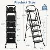 image2Step Folding Step Ladder 330 lbs HeavyDuty Metal Step Stool with AntiSlip Pedals amp Safety Handgrip Portable Small Ladder for Kitchen Garage Home amp Indoor Use  GreyBlack