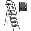 image2Step Folding Step Ladder 330 lbs HeavyDuty Metal Step Stool with AntiSlip Pedals amp Safety Handgrip Portable Small Ladder for Kitchen Garage Home amp Indoor Use  GreyBlack
