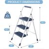 image2Step Folding Step Ladder 330 lbs HeavyDuty Metal Step Stool with AntiSlip Pedals amp Safety Handgrip Portable Small Ladder for Kitchen Garage Home amp Indoor Use  GreyBlue
