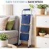 image2Step Folding Step Ladder 330 lbs HeavyDuty Metal Step Stool with AntiSlip Pedals amp Safety Handgrip Portable Small Ladder for Kitchen Garage Home amp Indoor Use  GreyBlue