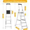 image2Step Folding Step Ladder 330 lbs HeavyDuty Metal Step Stool with AntiSlip Pedals amp Safety Handgrip Portable Small Ladder for Kitchen Garage Home amp Indoor Use  GreySilver