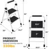 image2Step Folding Step Ladder 330 lbs HeavyDuty Metal Step Stool with AntiSlip Pedals amp Safety Handgrip Portable Small Ladder for Kitchen Garage Home amp Indoor Use  GreyBlack