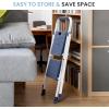 image2Step Folding Step Ladder 330 lbs HeavyDuty Metal Step Stool with AntiSlip Pedals amp Safety Handgrip Portable Small Ladder for Kitchen Garage Home amp Indoor Use  GreyBlue