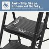 image2Step Folding Step Ladder 330 lbs HeavyDuty Metal Step Stool with AntiSlip Pedals amp Safety Handgrip Portable Small Ladder for Kitchen Garage Home amp Indoor Use  GreyBlack