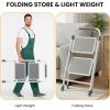 image2Step Folding Step Ladder 330 lbs HeavyDuty Metal Step Stool with AntiSlip Pedals amp Safety Handgrip Portable Small Ladder for Kitchen Garage Home amp Indoor Use  GreyGray