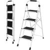 image2Step Folding Step Ladder 330 lbs HeavyDuty Metal Step Stool with AntiSlip Pedals amp Safety Handgrip Portable Small Ladder for Kitchen Garage Home amp Indoor Use  GreyBlack