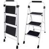 image2Step Folding Step Ladder 330 lbs HeavyDuty Metal Step Stool with AntiSlip Pedals amp Safety Handgrip Portable Small Ladder for Kitchen Garage Home amp Indoor Use  GreyBlack