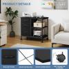 imageHealsmart Heavy Duty Mobile File Cabinet with 3 Fabric Drawers Rolling Printer Stand with Back Support amp Open Shelf Multifunctional Storage Organizer for Home Office WhiteBlack