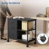 imageHealsmart Heavy Duty Mobile File Cabinet with 3 Fabric Drawers Rolling Printer Stand with Back Support amp Open Shelf Multifunctional Storage Organizer for Home Office WhiteBlack