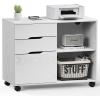 imageHealsmart Heavy Duty Mobile File Cabinet with 3 Fabric Drawers Rolling Printer Stand with Back Support amp Open Shelf Multifunctional Storage Organizer for Home Office WhiteWhite