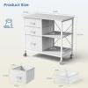 imageHealsmart Heavy Duty Mobile File Cabinet with 3 Fabric Drawers Rolling Printer Stand with Back Support amp Open Shelf Multifunctional Storage Organizer for Home Office WhiteWhite