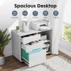 imageHealsmart Heavy Duty Mobile File Cabinet with 3 Fabric Drawers Rolling Printer Stand with Back Support amp Open Shelf Multifunctional Storage Organizer for Home Office WhiteWhite