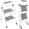 image2Step Folding Step Ladder 330 lbs HeavyDuty Metal Step Stool with AntiSlip Pedals amp Safety Handgrip Portable Small Ladder for Kitchen Garage Home amp Indoor Use  GreyGray