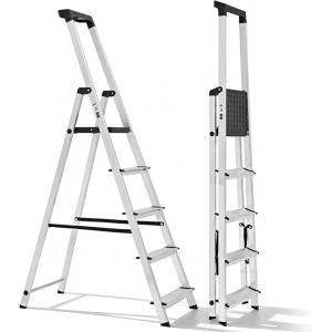 image2Step Folding Step Ladder 330 lbs HeavyDuty Metal Step Stool with AntiSlip Pedals amp Safety Handgrip Portable Small Ladder for Kitchen Garage Home amp Indoor Use  GreySilver