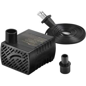 imageHealSmart 80 GPH Water Table Pump 300LH 36W with 2 Nozzles Ultra Quiet Fountain Pump with 26 ft Perfect for Fish Tank Aquarium Ponds Hydroponics Black80 GPH