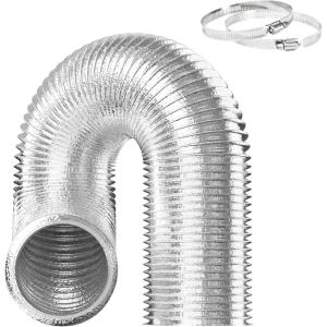 imageHealSmart Dryer Vent Hose 6 Insulated Flexible 8FT Long Duct with 2 Clamps HeavyDuty ThreeLayer Protection for Heating Cooling HVAC Ventilation SilverSilver