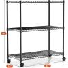 imageHealSmart 3Tier Heavy Duty Storage Shelves 750Lb Capacity 2402 D x 1378 W x 3198 H Shelving Unit for Pantry Garage Laundry and Kitchen BlackBlack