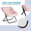 imageHealSmart Large Saucer Chair for Adults Oversized Folding FauxFur Metal Lounge Chair Foldable Comfortable Chairs Plush Lounge Seating Ideal for Living Room Bedroom Dorm Rooms WhitePink