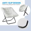 imageHealSmart Large Saucer Chair for Adults Oversized Folding FauxFur Metal Lounge Chair Foldable Comfortable Chairs Plush Lounge Seating Ideal for Living Room Bedroom Dorm Rooms WhiteWhite