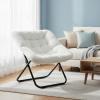 imageHealSmart Large Saucer Chair for Adults Oversized Folding FauxFur Metal Lounge Chair Foldable Comfortable Chairs Plush Lounge Seating Ideal for Living Room Bedroom Dorm Rooms WhiteWhite