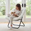 imageHealSmart Large Saucer Chair for Adults Oversized Folding FauxFur Metal Lounge Chair Foldable Comfortable Chairs Plush Lounge Seating Ideal for Living Room Bedroom Dorm Rooms WhiteWhite