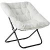 imageHealSmart Large Saucer Chair for Adults Oversized Folding FauxFur Metal Lounge Chair Foldable Comfortable Chairs Plush Lounge Seating Ideal for Living Room Bedroom Dorm Rooms WhiteWhite