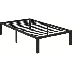 imageHealSmart 12 Inch Twin Wood Bed Frame Wooden Platform Bed with Support Slats Heavy Duty Bed Frame Twin Size Storage Space Under The Bed Frame Bed Natural PineBlack