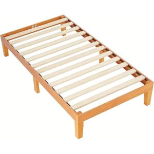 imageHealSmart 12 Inch Twin Wood Bed Frame Wooden Platform Bed with Support Slats Heavy Duty Bed Frame Twin Size Storage Space Under The Bed Frame Bed Natural PineNatural Pine
