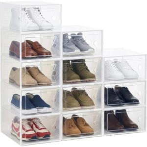 imageHealSmart 15Pack Large Shoe Storage Boxes Stackable Plastic Shoe Organizer with Lids Large Shoe Rack amp Storage Containers for Closet Under Bed Entryway BlackWhite